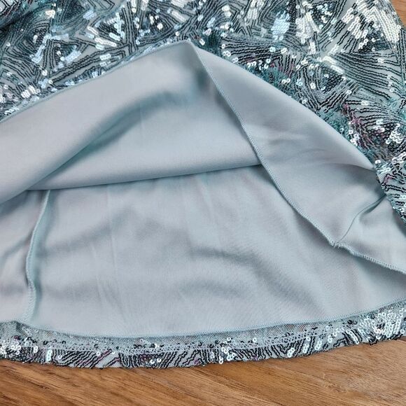 🩵NWT Speechless Mint & Silver Sequined Strappy Mermaid Sleeveless Gown Size 3 - Picture 11 of 13